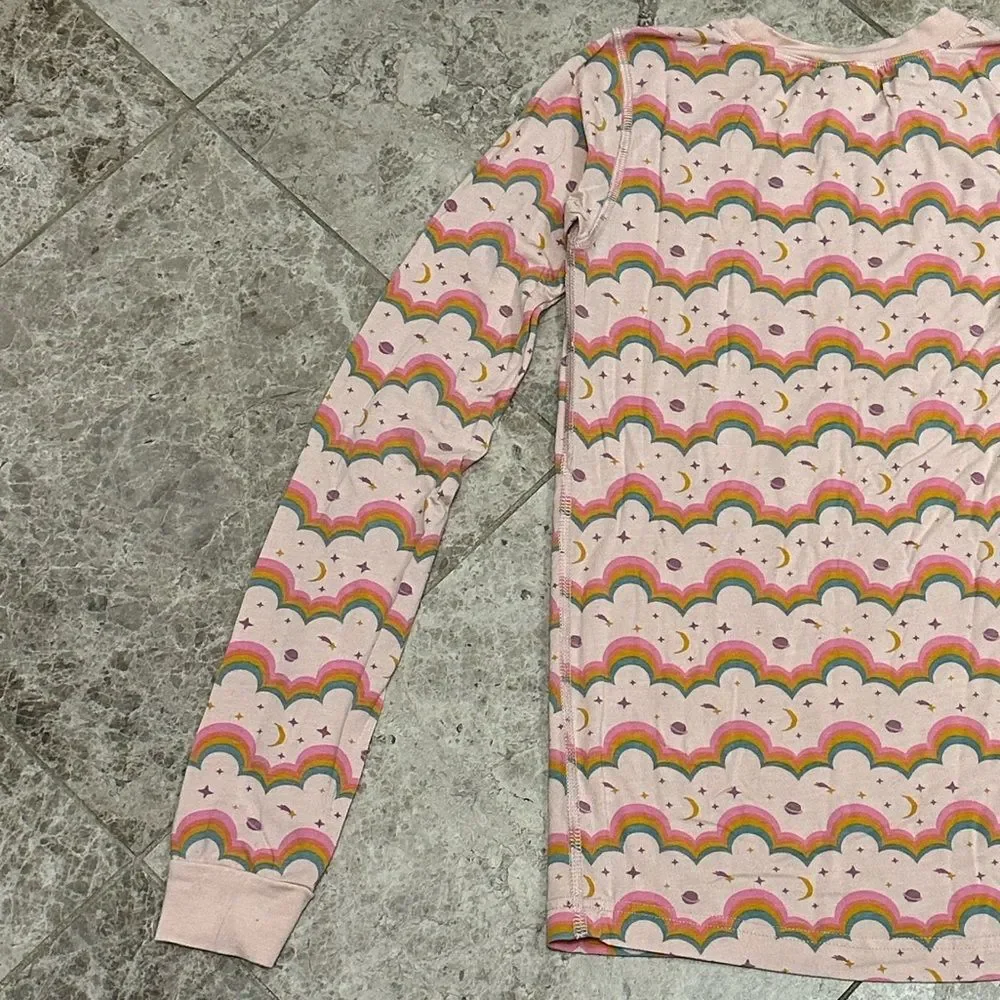 Hanna Andersson HannaSoft Pink Rainbow Long Sleeve Pajama Set Size 150  US 12